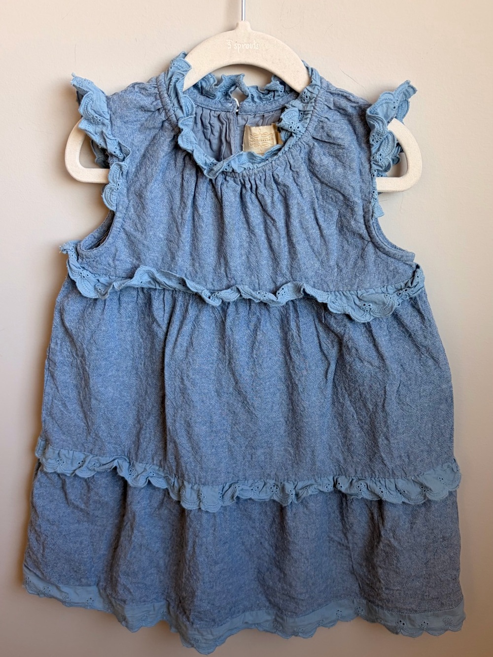 Creamie Light Blue Ruffle Tiered Baby Dress